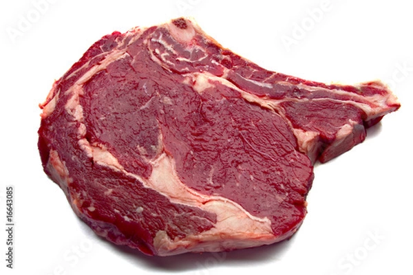Obraz Rib Eye Steak on White background