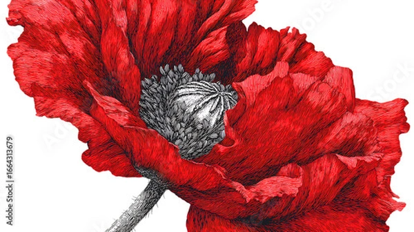 Obraz red flower on a white background