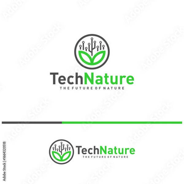 Fototapeta Creative Nature Tech Logo Design Concepts. Bio Tech Logo Template Vector