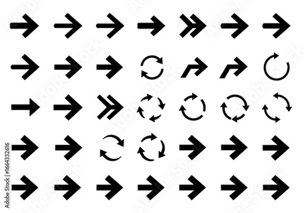 Fototapeta Dynamic collection of modern arrow icons and refresh symbols offering clear direction and circular motion for your design projects