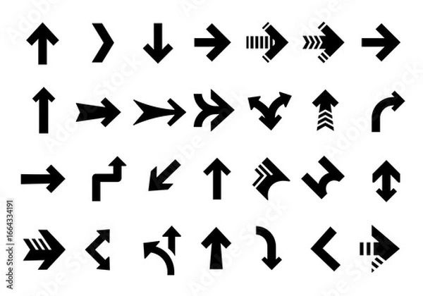Fototapeta Discover a versatile collection of modern black arrows, offering direction, progress, and navigation for dynamic digital and print designs, instantly enhancing any project's clarity and visual flow.