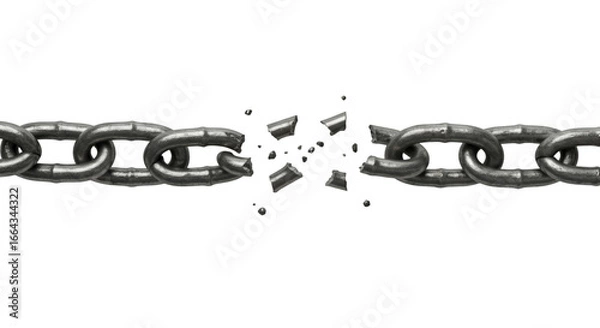 Fototapeta Breaking the Chains: A powerful visual of a broken chain, symbolizing liberation, freedom, and the shattering of obstacles.