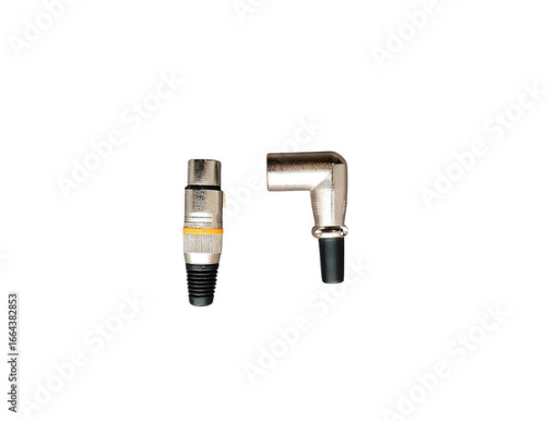 Fototapeta Electrical connectors isolated on white background. Connector, plug. Electrical devices for mechanical connection and disconnection of electrical circuits