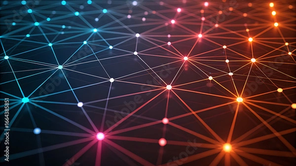 Fototapeta Abstract glowing network purple grid illustration