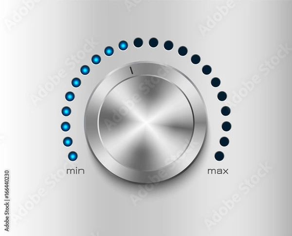 Fototapeta Metal volume control with glowing dial