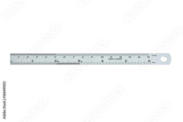 Fototapeta Metal ruler. Isolated on white background with clipping path