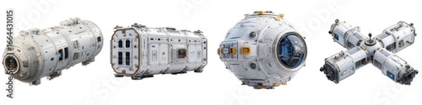 Fototapeta futuristic space modules and capsules detailed exploration on transparent background
