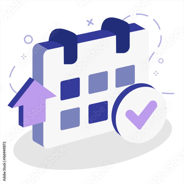 Obraz Modern Semi-3D Calendar Planning Icon for Project Management Tools