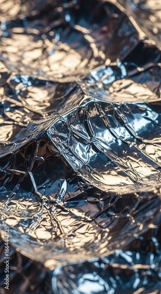 Fototapeta Silvered Reflection: Captivating Texture and Depth in the Abstract Form of Aluminum Foil