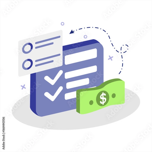 Obraz Minimal Semi-3D Financial Task Icon for Business Productivity Apps