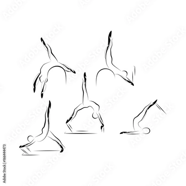 Obraz Set of abstract pilates poses