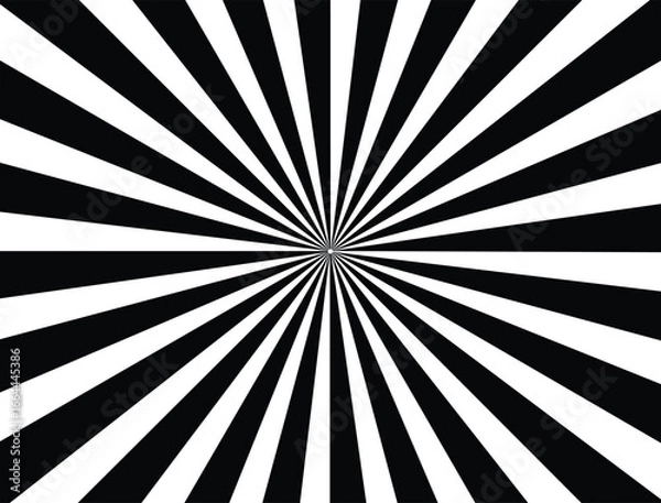 Fototapeta Striped Abstract vector background. Black and white rays from the middle.