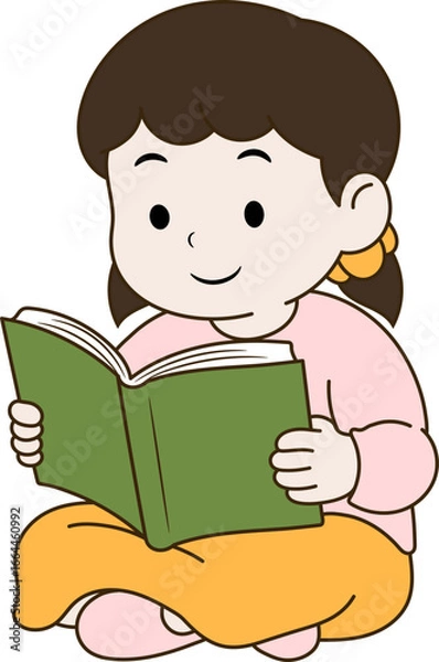 Fototapeta 앉아서 책읽느는 여자 어린이