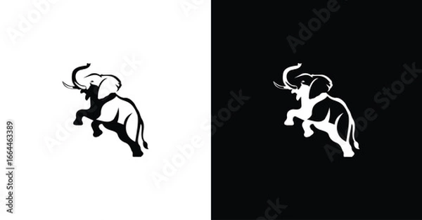 Obraz Black Colored Elepant Outline Design Logo Inspiration Silhoutte Elepant Jump Logo