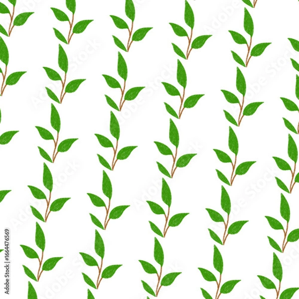 Fototapeta Green leaf seamless pattern 