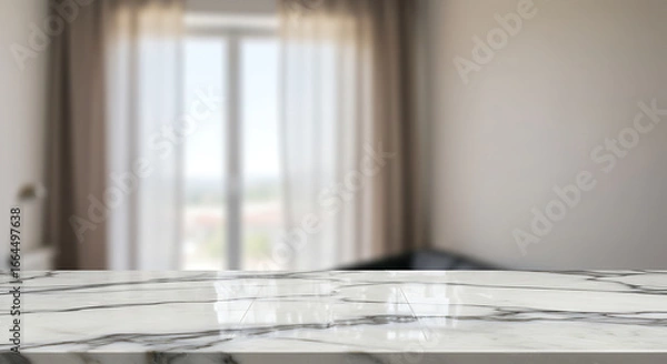 Obraz Empty Marble Countertop, Bright Room Background