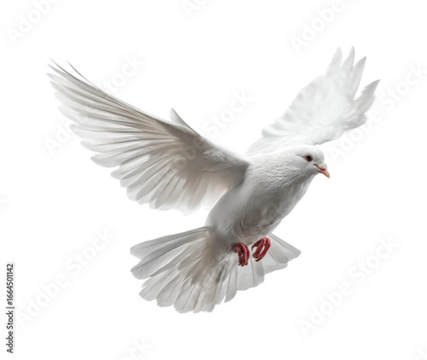 Obraz Flying white dove nature wildlife, isolated on transparent background, png