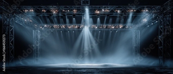Fototapeta Professional stage lighting and spotlight equipment for concerts theater and events creating stunning visual effects and enhancing performance ambiance