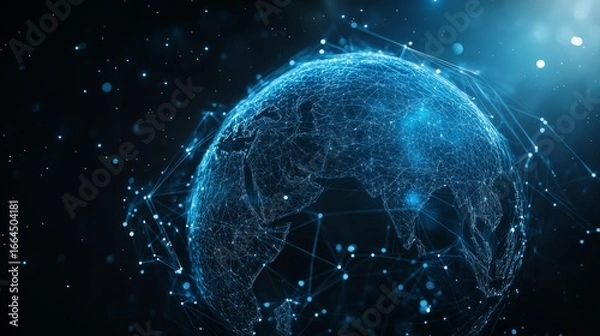 Fototapeta Interconnected digital global network