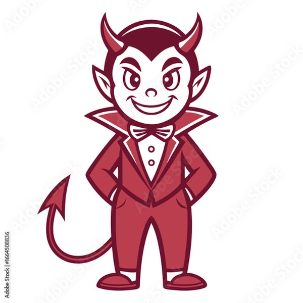 Fototapeta Devil costume with tail and horns isolated on white background