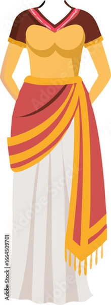 Obraz Traditional indian saree styled as fancy dress isolated on white background