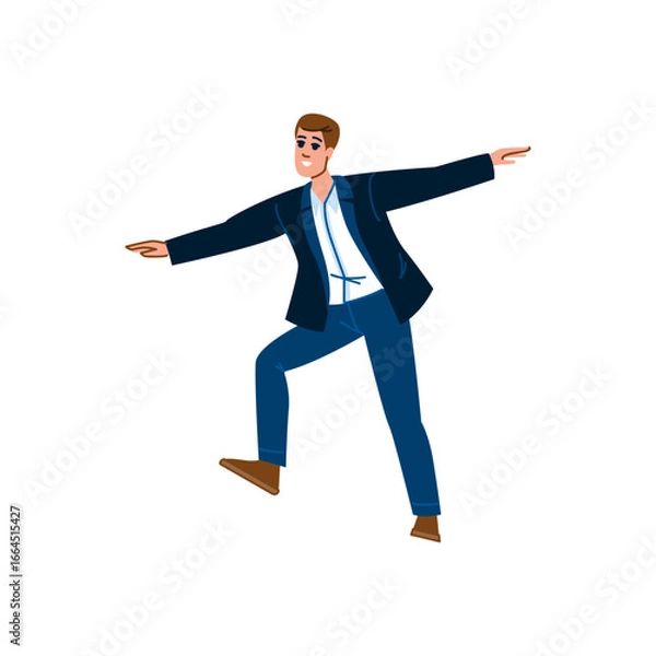 Fototapeta Businessman balancing and maintaining equilibrium with outstretched arms