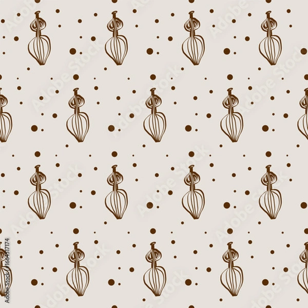 Fototapeta Doodle Antique Ceramic Vase Seamless Background. Brown and Beige Claw Pot Wrapping Paper. Wallpaper Doodle Scribble Line Design. Textile Fabric Swatch Hand Drawn Surface Print. Abstract Primitive Art.