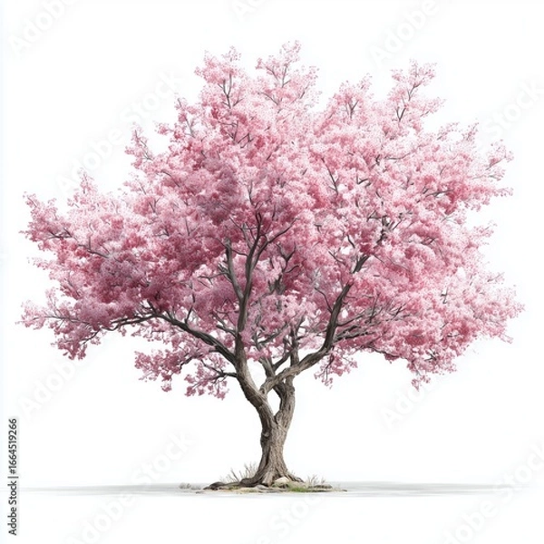 Obraz Stunning Pink Cherry Blossom Tree , isolated on white background png