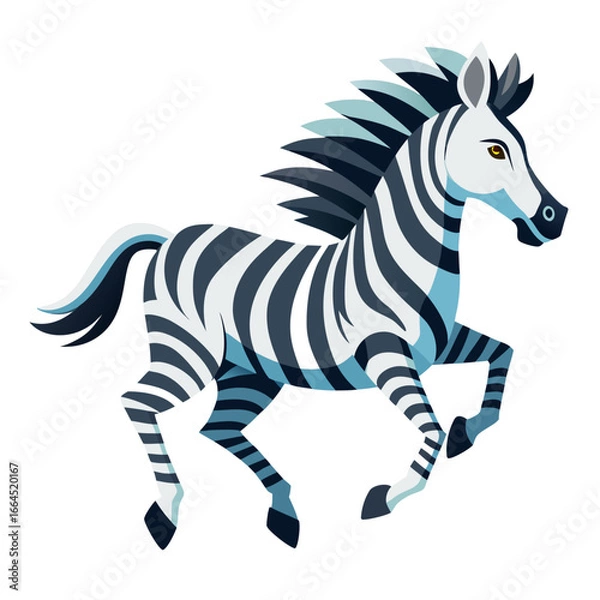 Fototapeta vector illustration of zebra, running, watercolor