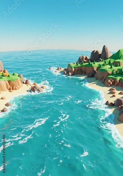 Fototapeta Ocean's Low-Poly Embrace