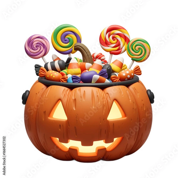 Fototapeta Handmade Clay Lollipops, Candy Corn, and Wrapped Halloween Sweets in 3D Style
