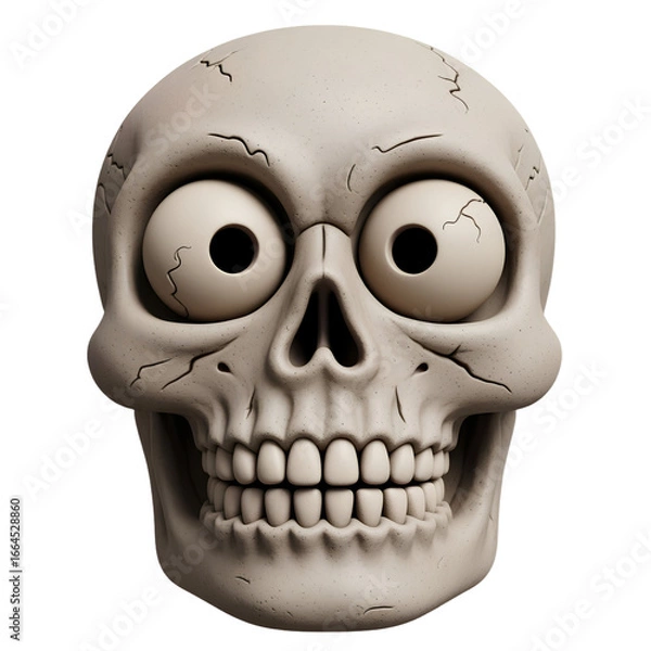 Fototapeta Claymation Skull with Big Eye Sockets and Wide Tooth Grin in Pastel Style