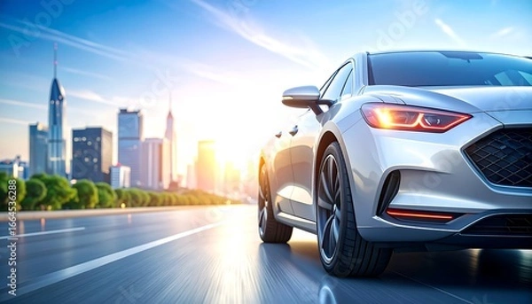 Fototapeta Modern car on city road