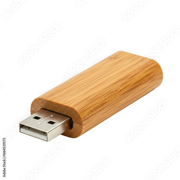 Fototapeta Natural wood grain usb flash drive for data storage and portable computing solutions transparent background