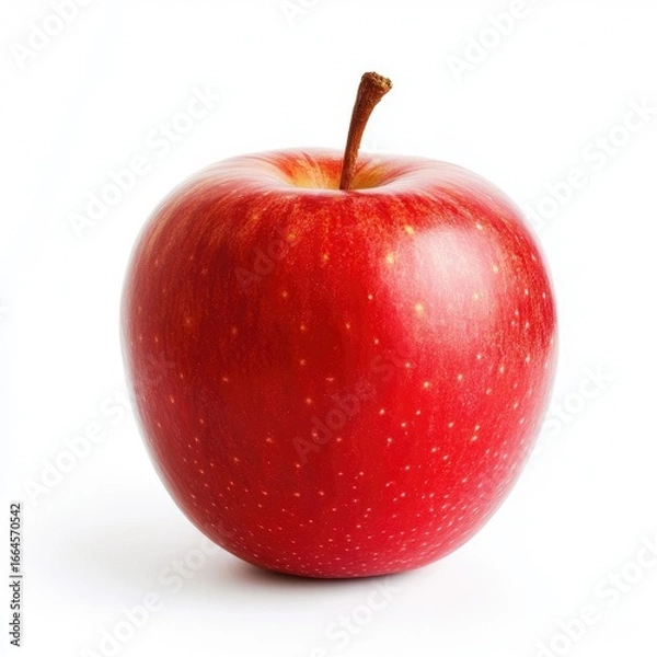 Fototapeta Single, whole, red apple against white background (2)
