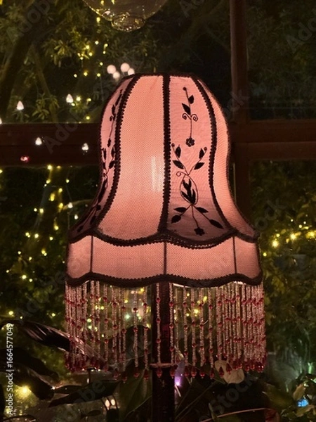 Fototapeta Retro lamp with fringe and embroidery design
