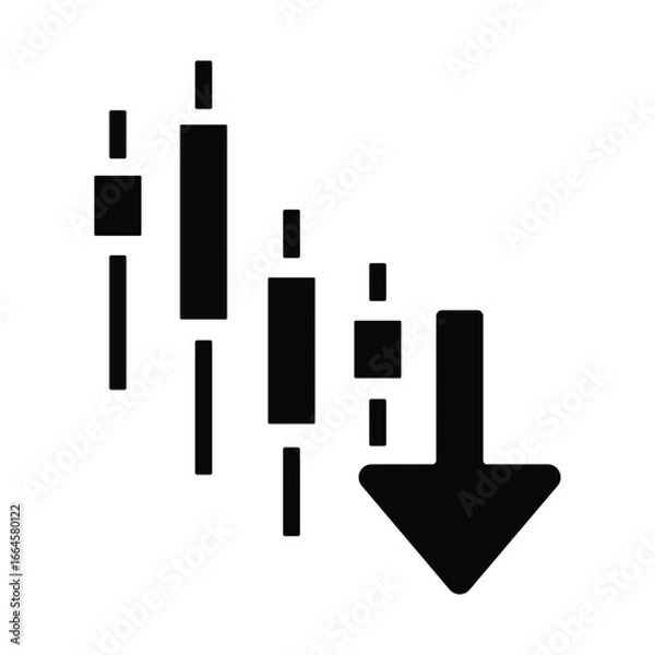 Fototapeta Stock market chart showing fall icon