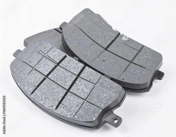 Fototapeta Realistic brake pads isolated on white. Great for automotive advertising, spare part e-commerce, and vehicle repair content.