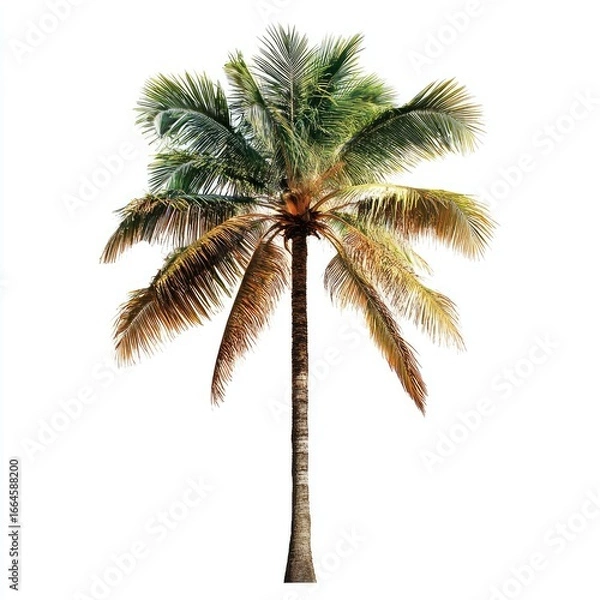 Fototapeta Isolated coconut palm tree against white background (5)