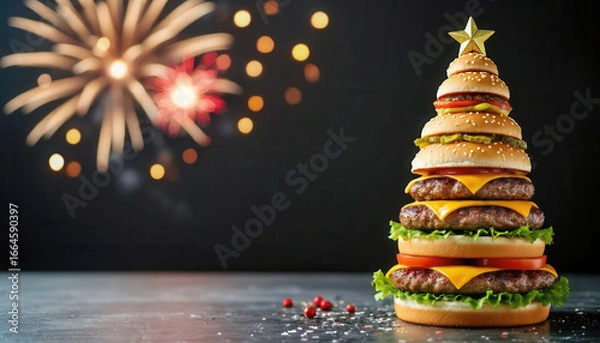 Obraz Happy christmas burger tree