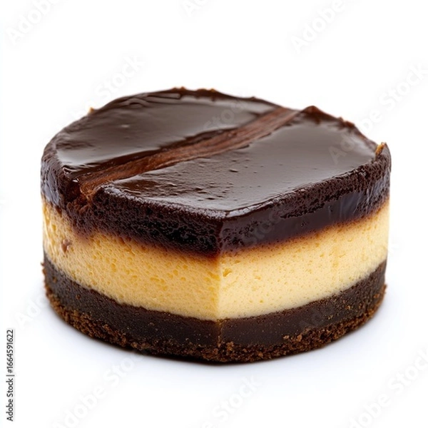 Fototapeta Close-up of a round chocolate cheesecake slice