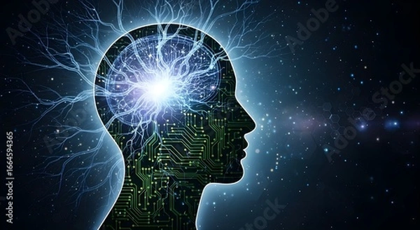 Obraz Artificial Intelligence Abstract Head Illustration