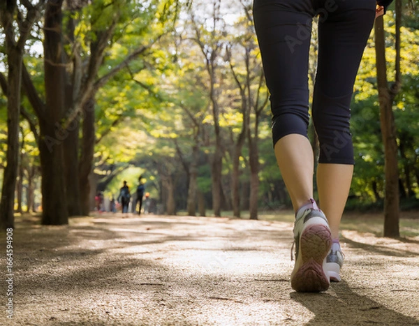 Fototapeta 公園でウォーキングする女性