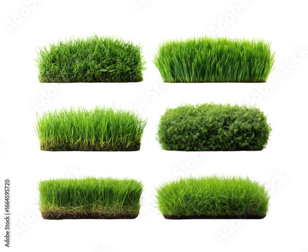 Obraz Lush green grass varieties nature set plant diversity isolated on transparent background, png