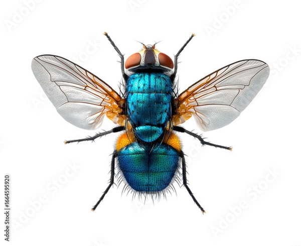 Obraz Capture of vibrant blue fly nature view isolated on transparent background, png