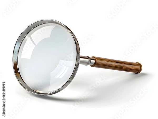 Fototapeta Premium studio shot showing Magnifying glass for detailed examination and precise investigation work isolated on transparent background, clear highlights and product ready surfaces, studio product pho