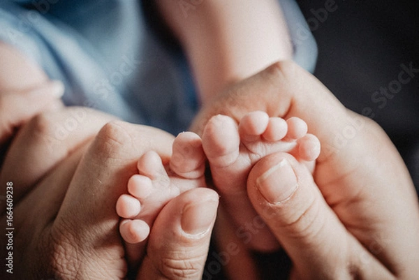Fototapeta Mutter hält Babyfüße in Hand - Nähe, Geborgenheit, unendliche Liebe