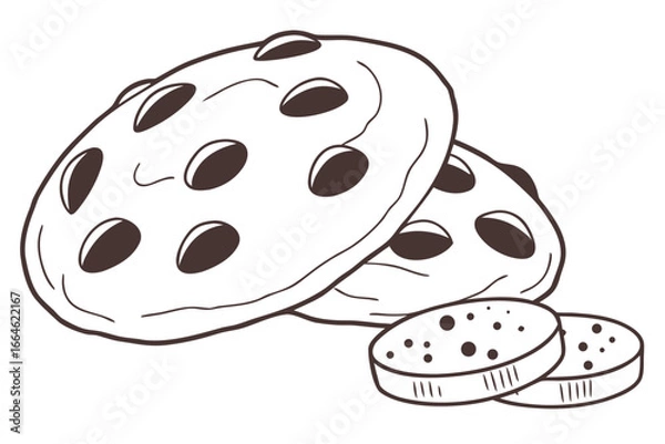 Fototapeta Vector art of a delightful stack of chocolate chip cookies, perfect for a sweet treat any time of the day