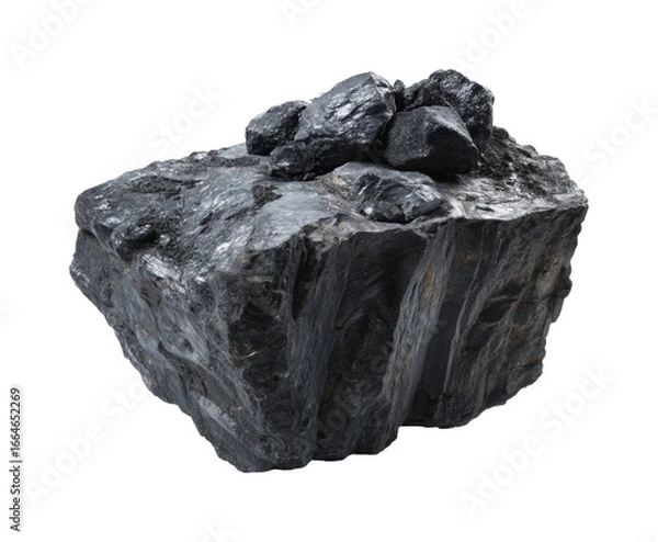 Fototapeta Mining activities uncovering coal deposits underground mineral industrial isolated on transparent background, png