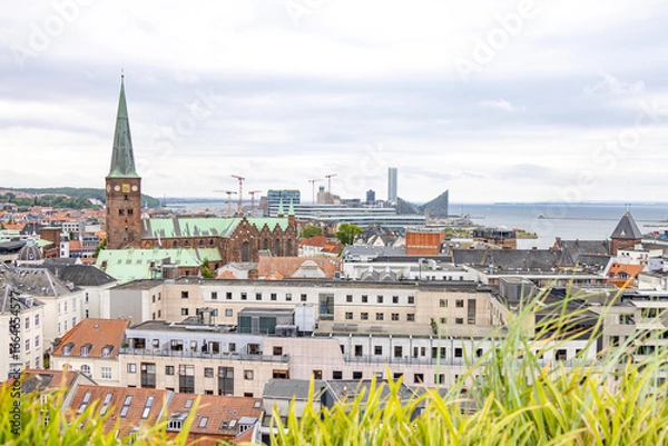 Fototapeta View from the roof of Aarhus city